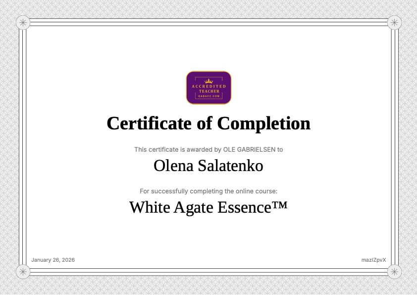 Home white agate essence™ certificate